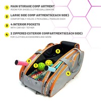 Grand sac à dos en nylon 30-40L pour raquettes de tennis et de pickleball avec compartiment pour raquettes et chaussures