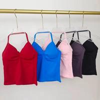 Femmes élastique sans manches Compression débardeurs doux Scrunch sans couture licou respirant léger séchage rapide été adultes