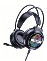 Casque de jeu filaire d'entrée de gamme, casque circum-auriculaire RGB, haut-parleur 40 mm, casque de jeu étanche pour PC