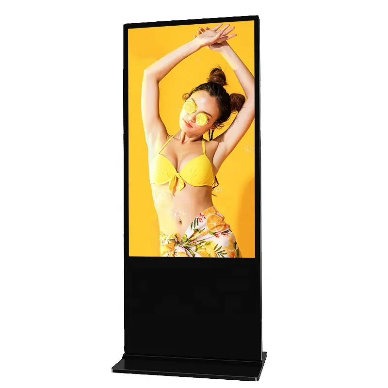 55-Inch Indoor LCD Advertising Display Kiosk Media Screen with Affiliate Marketing Program Floor Installation Digital Signage