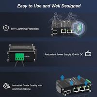 Mini Switch PoE Industrial de 3 Puertos Gigabit, Amplificador de Voltaje de CC12V-48V a CC48V, RJ45 Reforzado, Compatible con Cámaras IP y Teléfonos VOIP