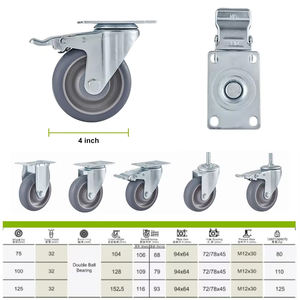 Hochwertige TPR Grey Double Brake Design 4 Zoll 100mm mittelschwere Rollen - Product Image 2