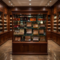 Vitrine de présentation en bois et verre pour cigares, humidificateur, comptoir de magasin, étagère sur mesure, MOQ 1 pour les boutiques de cigares et de tabac