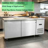 Congélateur Commercial en Acier Inoxydable à 2 Portes, Armoire Congélateur avec Plan de Travail, Congélateur Coffre, Équipement de Réfrigération pour Congeler les Aliments et Maintenir la Fraîcheur