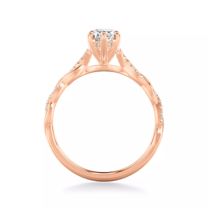 custom 14K <b>Rose</b> Gold pear Cut diamond Engagement Ring Twisted <b>Infinity</b> Shank Pave Side Lab Grown IGI certificate for women - Product Image 4