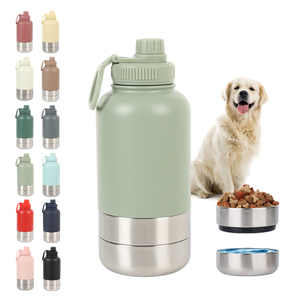 Logotipo personalizado OEM 32oz 3 en 1 Alimentador de mascotas aislado de acero inoxidable 1000ml Botella de agua portátil de viaje al aire libre para perros - Product Image 1