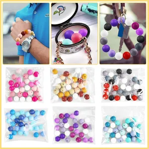 Amazo Hot Sale 99 Color 15mm Round Silicone Loose Beads For DIY Jewelry Accessories TLX0048