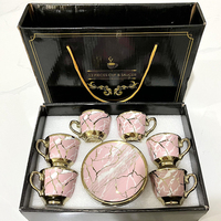 Ensemble cadeau de thé de l'après-midi européen en porcelaine en gros, 12 pièces, ensemble de tasses à café et soucoupes en céramique de luxe, lot de 6