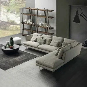 Kain Minimalis Modern Ruang Tamu Sofa Ukuran Besar dengan Kursi Malas