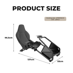 Cockpit de simulation de course automobile entièrement réglable avec pédales, support Direct Drive, cadre en acier robuste, coussin de siège confortable, noir, garantie 1 an - Product Image 2