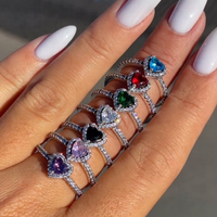 Hete Aanbieding Mode Ringen Zilver Goudkleurig Geïntegreerd Volledig Bezette Diamanten Multicolor Kubieke Zirkonia Hart Ringen voor Vrouwen Valentijn