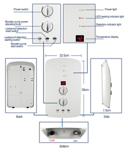 Calentador de agua caliente instantáneo eléctrico para baño Pantalla LED para uso doméstico y hotelero en inglés - Product Image 3