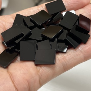 9x11mm Rectangle Double <b>Flat</b> Natural Black Agate Stone for Jewelry Making - Product Image 5
