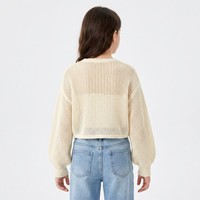 Cardigan Enfant Personnalisé avec LOGO, Tricoté au Crochet, Creux, Manches Longues, Col Rond, Couleur Unie, Décontracté, Hiver, Acrylique, Usine OEM & ODM