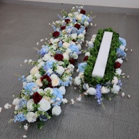 Arrangements floraux artificiels bleus, bordeaux et blancs pour mariage, ensemble de chemins de table en cascade pour la décoration de fond de scène de mariage