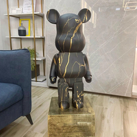 Dessin animé moderne résine fibre de verre Bearbrick 1000% BearBrick Statue en fibre de verre Statue sombre ours brique