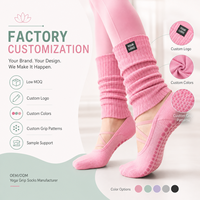 Chaussettes de yoga antidérapantes personnalisées avec logo, chaussettes de Pilates et de barre, chauffe-jambes style ballet, prix d'usine, faible MOQ, OEM ODM