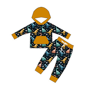 Produttore di abbigliamento in bambù <span class=keywords><strong>pigiama</strong></span> per bambini morbido formato casuale stampa dinosauro per bambini Set Zippy 2 pz all'ingrosso - Product Image 4