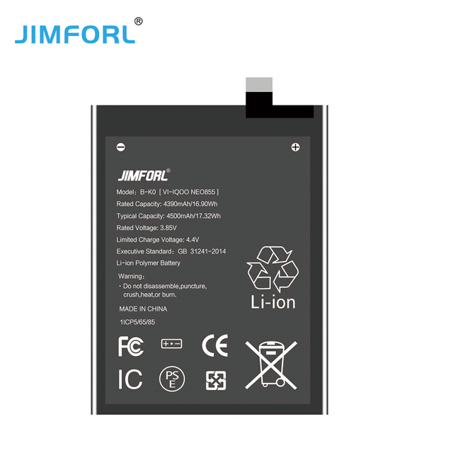 Jimforl OEM High-Capacity Rechargeable Li-polymer Battery Opp REALME GT NEO Mobile Phone IP-13 Black 3.85V Customizable Stock