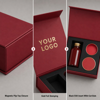 Boîte cadeau rigide magnétique rouge avec plateau en mousse EVA pour bougie et parfum