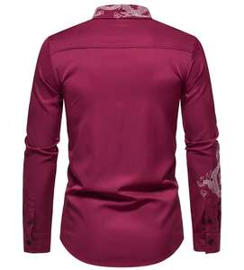 ชุดเดรสแฟชั่นแขนยาวสำหรับผู้<span class=keywords><strong>ชาย</strong></span>, <span class=keywords><strong>เสื้อ</strong></span>ปักลายมังกรทรงสลิมฟิตเสื้อสำหรับไปงานปาร์ตี้ - Product Image 2