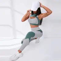 Sujetador deportivo personalizado para mujer, Top corto de Color, mallas de Yoga de cintura alta, conjuntos de ropa de gimnasio