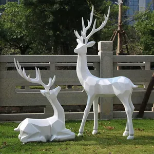 Statues de cerfs grandeur nature en résine de fibre de verre de haute qualité 2024 pour la décoration de jardin - Product Image 3