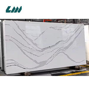 Tấm đá thạch anh giả Calacatta trắng bóng mài, bề mặt đá Silica 0, dùng làm vật liệu trang trí cho dự án xây dựng - Product Image 4