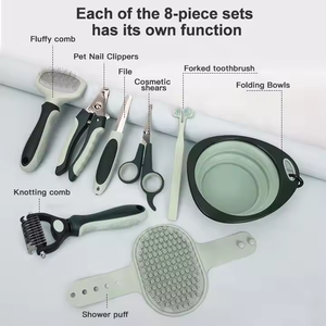 Set Dandan hewan peliharaan profesional kucing & anjing Logo kustom 8 dalam 1 Set Dandan anjing peliharaan, Kit dandan anjing - Product Image 3