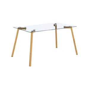 नि:शुल्क नमूना कुर्सियाँ ग्लास गोल लकड़ी का फर्नीचर आधुनिक प्लेक्सीग्लास ग्लास डाइनिंग रूम टेबल