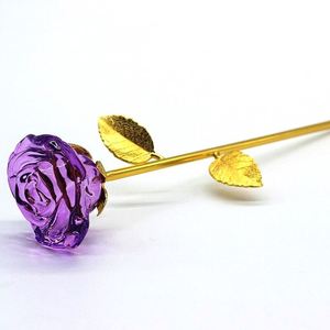 Modern Art Crystal Rose Flower <b>Ornament</b> - Gold Plated Stem Artificial with Display Stand, Romantic Valentine's Day Gift & - Product Image 4