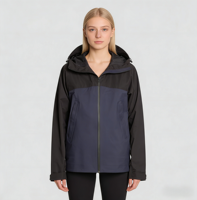 Veste de pluie légère pour femme, 100 % polyester, imperméable, coupe-vent, respirante, pour la randonnée en extérieur, avec col montant et fermeture éclair