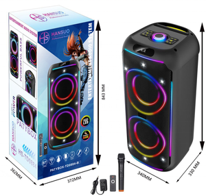 ซับวูฟเฟอร์คาราโอเกะแบบพกพา8นิ้ว60 <span class=keywords><strong>W</strong></span> แบบคู่จากโรงงาน RGB ปิดผนึกทนทานใช้งานกลางแจ้งผ่าน WiFi TF FM USB DC - Product Image 3