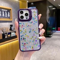 Coque de téléphone en acrylique liquide scintillant d'origine pour iPhone 11 12 13 14 15 16 17 Pro Max, support de téléphone portable, coque arrière