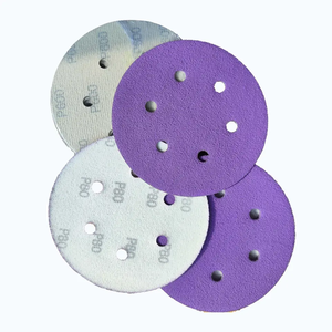 Gancho y bucle de 5 pulgadas para disco de Velcro 120 #240 # disco de lijado de cerámica púrpura 6 agujeros para madera 100 uds/cartón OBM/OEM personalizable - Product Image 2