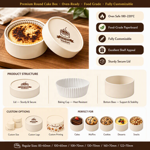 Emballage cylindrique en carton kraft biodégradable résistant au four, pour gâteaux, cheesecakes, desserts, tube en papier de qualité alimentaire - Product Image 6