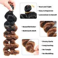 Extensions de cheveux synthétiques tressés pré-bouclés Jumpy Bouncy Crochet Hair Ombre Brown Loose Wave de 12 pouces, 150g, pour tête entière, boucles baguette