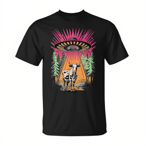 T-shirt rétro vintage OVNI, abduction de vache, extraterrestre, paranormal - Product Image 2