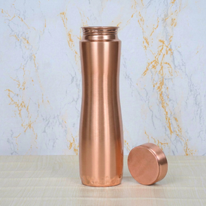 Curved Waist Copper Water <b>Bottle</b> Dual Texture Finish Reusable Metal Drink Flask Wellness Hydration OEM ODM Manufacturer - Product Image 1
