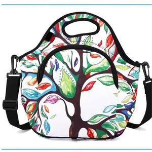 Sac à lunch personnalisé en néoprène avec fermeture éclair et bandoulière Nouveau design de mode pour enfants et femmes pour boîte de pique-nique - Product Image 2