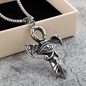 Yunnique - Collares con Colgante de Acero Inoxidable Personalizados para Hombre, Amuletos con Cruz Ankh Egipcia, Ojo de Horus, Mitología, Dos Tonos, Estilo Gótico - Product Image 3