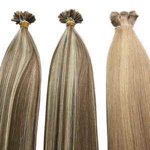 Extensiones de cabello humano 100% pre-adheridas con queratina Dragonbeauty, Remy, doble capa, punta en U, color rubio ombré balayage. - Product Image 3