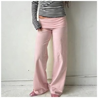 Pantalon de survêtement droit ample taille mi-haute élastique respirant pour femme, color block, longueur intégrale, printemps, décontracté, quotidien, entraînement, yoga