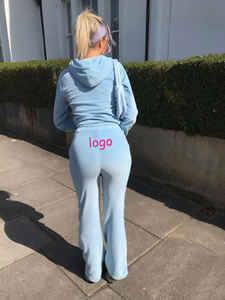 Spring 2026 Custom Color Y2k Embroidery Logo Casual Velvet Jogging Suit Zip up 2 <strong>Velour</strong> Women Sports <strong>Tracksuit</strong> Two Piece Sets - Product Image 3