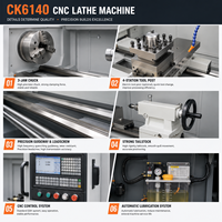 Tour CNC CK6140, portée de coupe 400 mm, longueur de travail 650 mm, alésage de broche 52 mm, patins usinés, lit plat, machine-outil CNC horizontale pour métaux