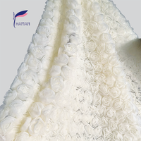 Haute qualité 3D Rose fleur maille broderie dentelle tissu nouveau Design à la mode Jacquard pour robes de mariée enfants Tutu