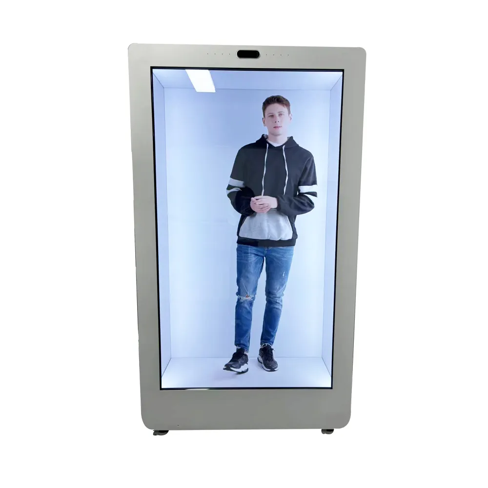 Visign 86 Inch Menselijk Formaat Interactieve Transparante Lcd Showcase 3d Hologram Box Touchscreen Holo Portret Real Time Projectie
