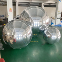 2024 boule de miroir gonflable suspendue géante décoration de ballon boule or/argent grande boule brillante