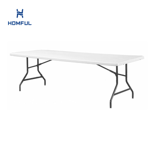HOMFUL Wholesale 8 Seats Portable <strong>Modern</strong> Rental White 8ft Plastic <strong>Dining</strong> Rectangular <strong>Folding</strong> <strong>Table</strong> for Events - Product Image 1