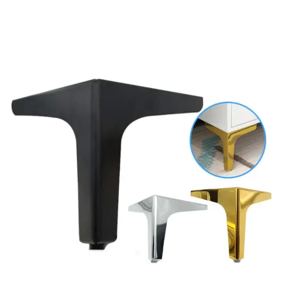 3/4/5 pouces noir Triangle or Table Y forme bois argent meubles armoire jambe Chrome métal canapé remplacement meubles jambe